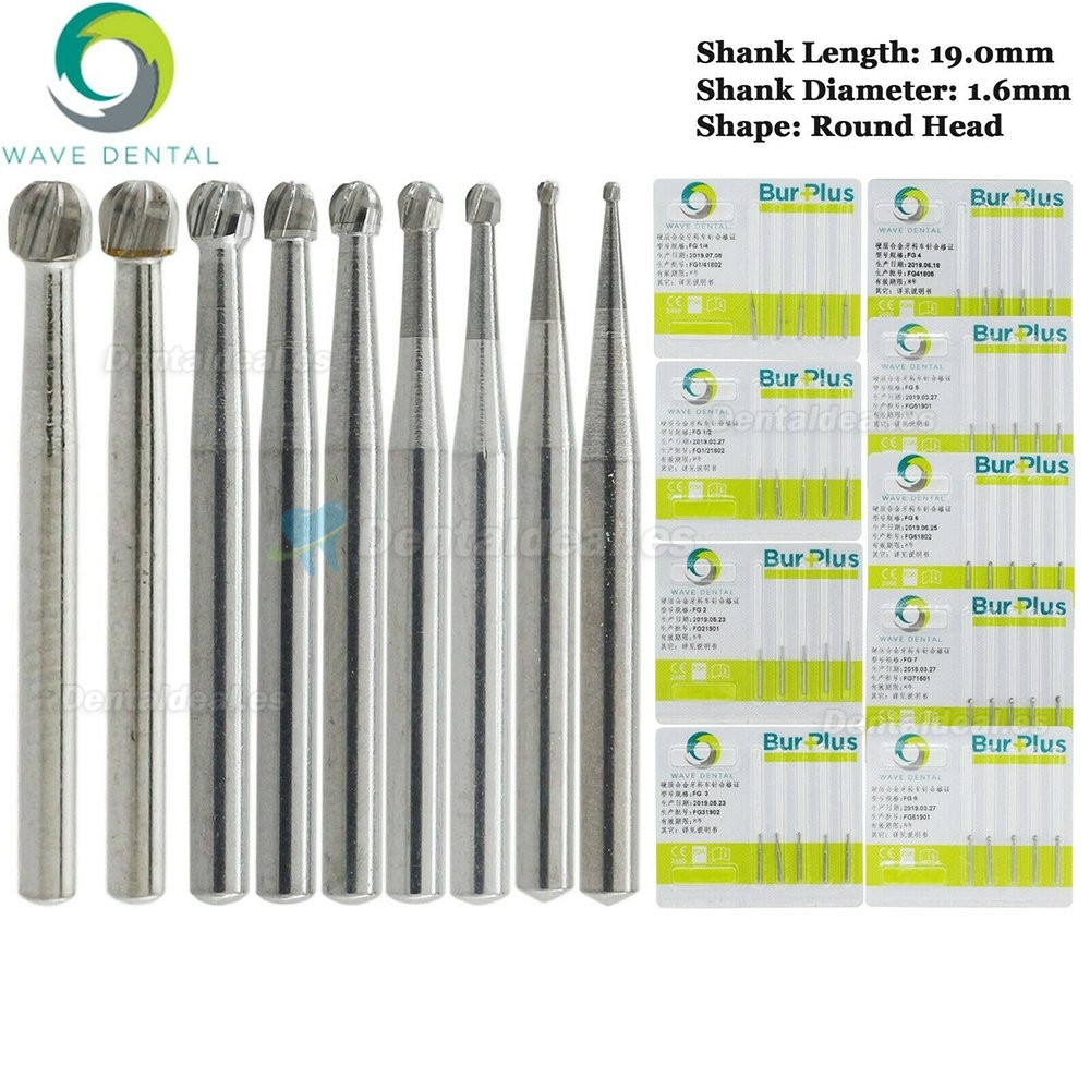 10Pcs FG 1/2 1 2 3 4 5 6 7 8# Round Head Dental Friction Grip Shank Carbide Bur